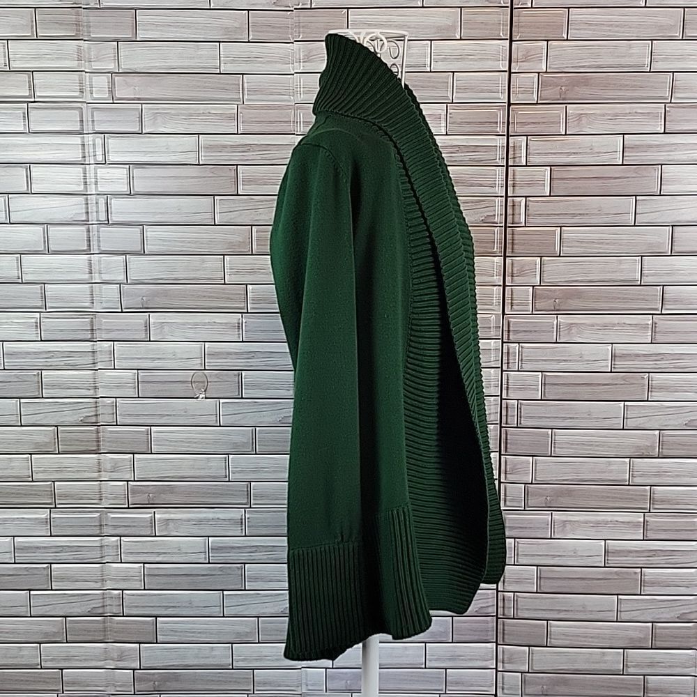 Joan Vass emerald green cardigan Open Front Shawl Collar Womens  Size S - Picture 5 of 10
